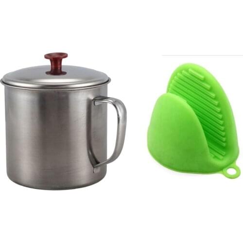 Stainless Steel Lid 4 Inch Dia Capacity Water Cup Drink Mug with Oven Mitts Silicone Heat Resistant Pinch Mitts
