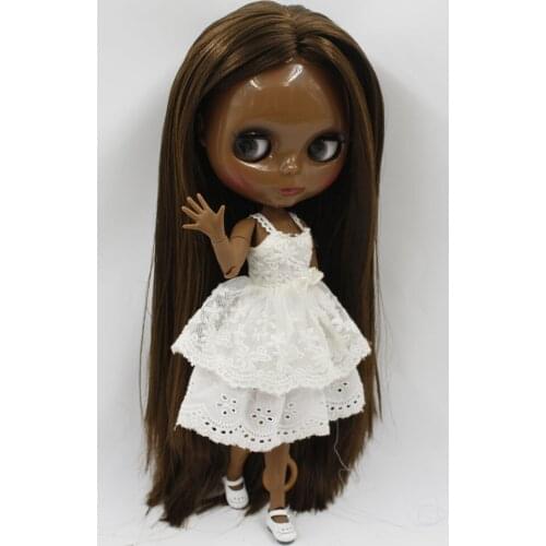 ICY DBS Blyth doll No.BL0521 Brown straight hair JOINT body Super Black skin 1/6 BJD Neo ob24 anime girl