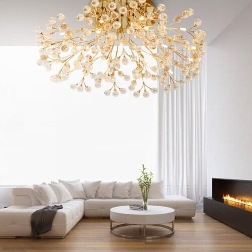 European Style Frosted Crystal Ceiling Light For Living Room Bedroom LED Remote control Luxury Rose Lamp Home Lighting
