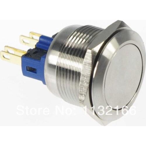 22mm OD Stainless Steel Momentary Push Button Switch 4 Pin Terminals Waterproof