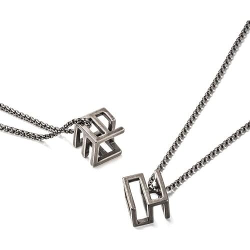 Fashion Vintage Men Necklace Geometric Square Rubiks Cube Pendant For Males Women Adjustable Chain Unisex Jewelry