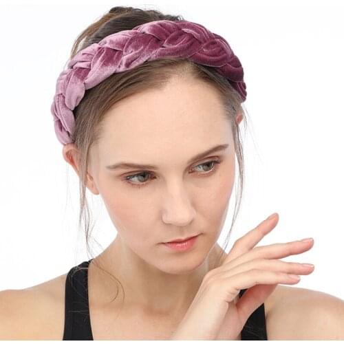 Fashion Twist Thick Velvet Hairband Solid Color Women Hair Accessories Elegant Wide Head Band Plastic Hair Hoop Winter Headband