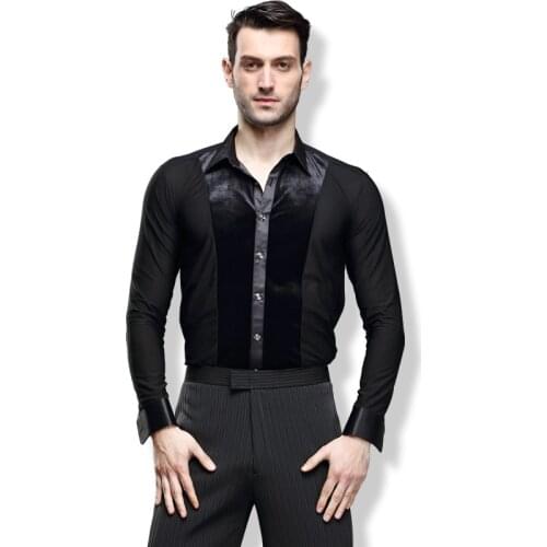 Mens modern dance latin dance shirt tango ballroom top dance costume 2020