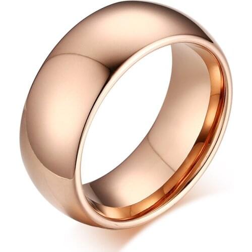 Top Quality Tungsten Ring Wedding Engagement Men Ring Rose Gold Color Jewelry 8.0mm Anel