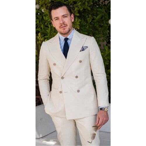 Custom Made Men Suit Slim Fit Double Breasted Groom Tuxedo Blazer for Wedding Prom Jacket Pants Formal Best Man Suit 2 Piece Set