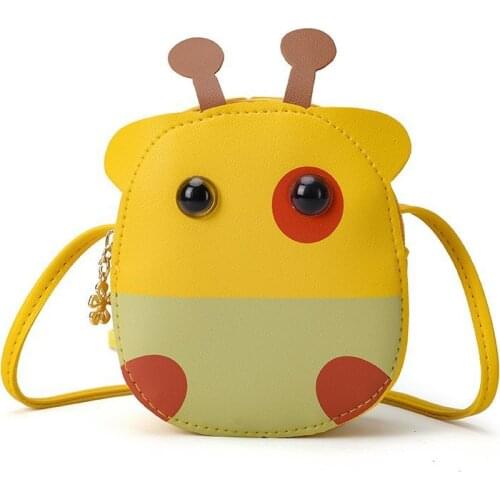 2021 Brand New Little Girls Messenger Bag Lovely Cartoon Giraffe Crossbody Purse Small Leather Handbag with Adjustable Straps
