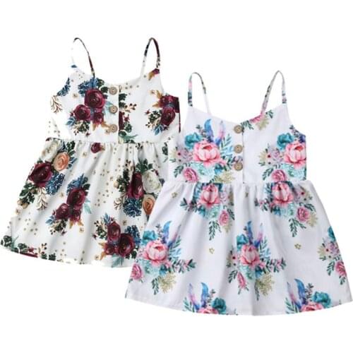 0-3Y Cute Infant Kids Baby Girls Summer Dress Floral Print Sleeveless Knee-Length A-Line Dress Sundress