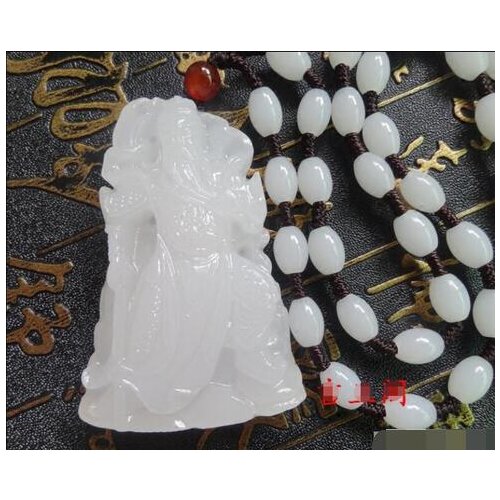 Selling Jewelry>>>Natural white jades pendant Wu Guan Guan Yu Afghanistan wealth Mens Pendant