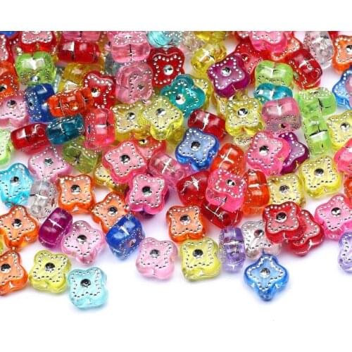 100pcs/lot Colorful Mixed Acrylic Beads 7x4mm Flower Spacer Beads For Jewelry Making DIY Necklace Bracelet Beaded Accessories
