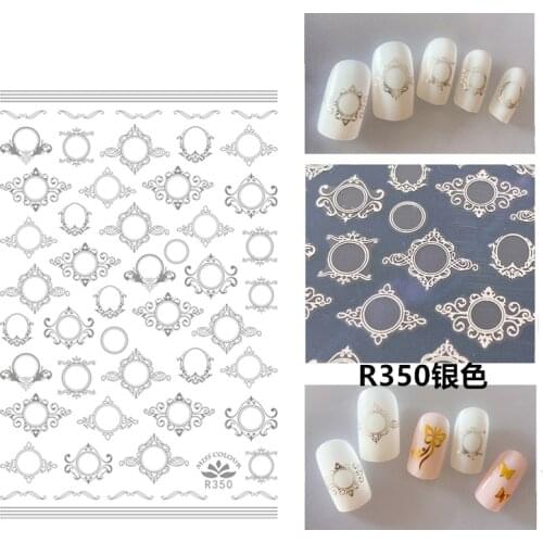 Self-adhesive 3D Stickers for Nails Silver Line Flower Nail Art Decorations Small Size Fashion Stickers Women Girl Nail Foil