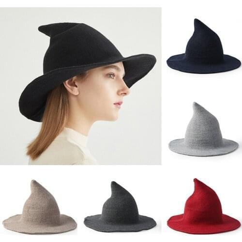 Halloween witch hat Mens and Womens wool Knit Hat Fashion Solid Hat for Women Diversified along the Winter Hat Girlfriend Gift