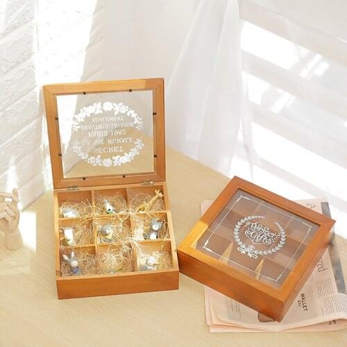 Stylish Vintage Wooden Box Jewelry Box Treasure Chest Case Household Sundries Organizer Wood Box Desktop Retro Storage Box Craft