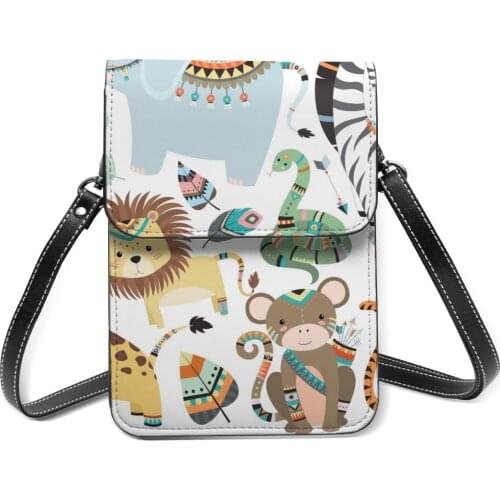 Women Crossbody Bags Mini Phone Bag Woodland Jungle Tribal Animals Small Female Shoulder Bags Ladies Messenger Bag