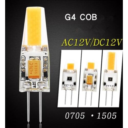 LED G4 COB 1 1W 0705/ 1.5W 1505 AC12V DC12V Silica Gel High Brightness Intelligent IC No Strobe Use For Crystal Lamp