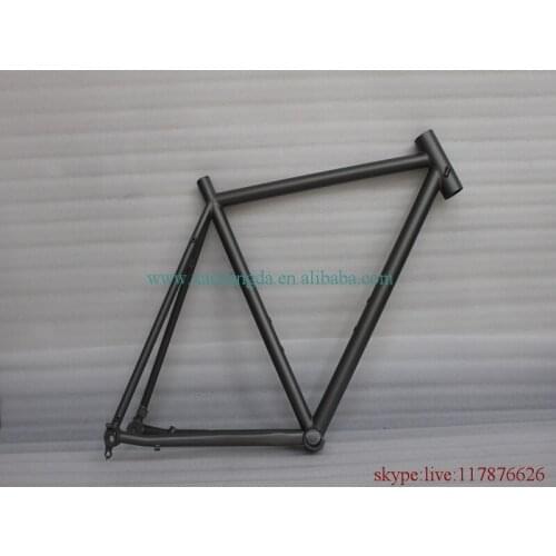 Titanium cyclocross bicycle frame with 44mm head tube and thru axle dropouts BB30 no thread BB shell