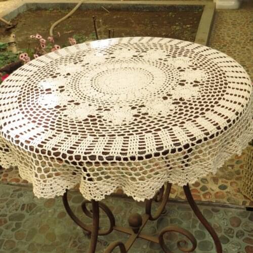 Handmade Vintage Crochet Coasters Cotton Lace Cup Mat Placemat 70/80/90/100/110CM RD Shabby Chic DIY Crocheted Table Cloth