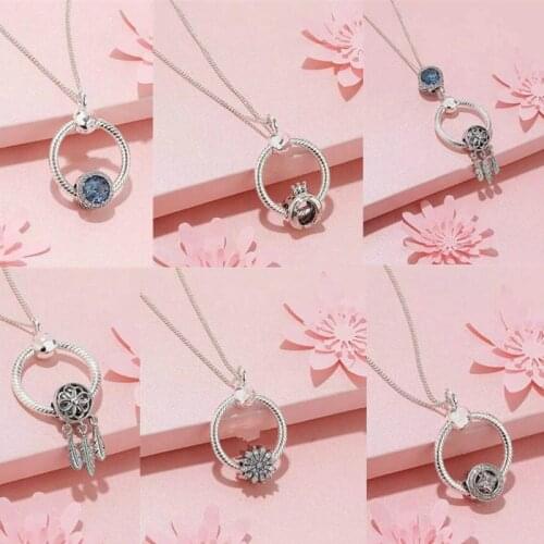 100% 925 Sterling Silver Spring Letter O Pendant pan Necklace Female