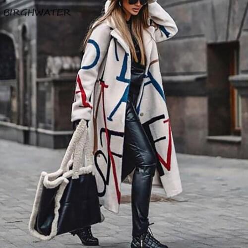 Women Casual Coat Letter Printer Winter Turn Down Collar Long Sleeve Jacket Woman Winter Coats and Jackets 2021