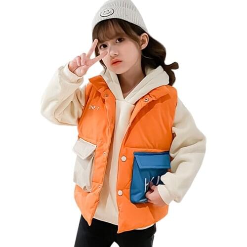 Winter Children Waistcoats Warm Fashion Girls Vest Coats Colorful Thick Warm Kids Top Clothes Girls 6 8 10 12 14