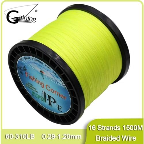 1500M PE Braided Fishing Line 16 Strands 60lb-310LB 0.29MM-1.2MM Super Power Japan Multifilament Fishing Line for Sturgeon