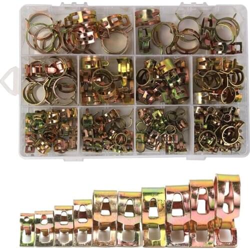 165PCS Vacuum Spring Fuel Oil Water CPU Hose Clip Pipe Tube for Band Clamp Metal Fastener Assortment Kit