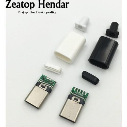 2Set DIY USB 3.1 C-type Male Plug Welding Type Double-sided plug Type C Data and Charging Welded Wire Connector