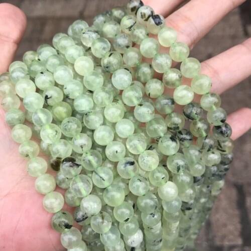 6/8/10/12mm Genuine Natural Prehnites Stone Beads For Jewelry Making Round Loose Grapestone Beads DIY Bracelet Strand 15