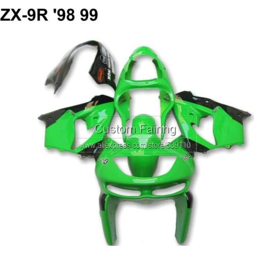 ABS Bodywork kit for Kawasaki ZX9R zx 9r 1998 1999 Ninja green black sticker fairing kit CV03