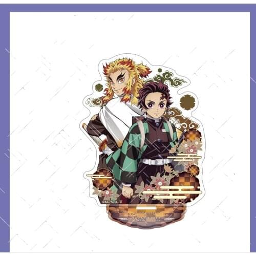 Anime Demon Slayer Kamado Tanjirou Rengoku Kyoujurou Acrylic Stand Figure Model Plate Display Desktop Decor Cosplay Desk Decor