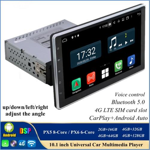 4gb+64gb PX6 1 din 10.1" Android 10.0 Universal Car Radio DVD Player GPS Bluetooth 5.0 WIFI Easy Connect CarPlay