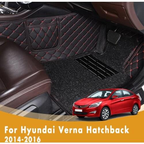 RHD Car Floor Mats For Hyundai Verna Hatchback 2016 2015 2014 Double Layer Wire Loop Car Accessories Front And Rear Side Carpet
