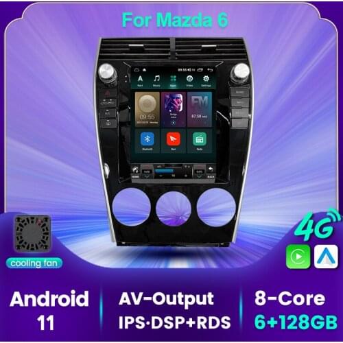 9.7'' Vertical Screen Car Multimedia Radio Player 6GB+128GB For Mazda 6 2004-2015 Built-in Carplay Android Auto DSP 4G LTE SWC