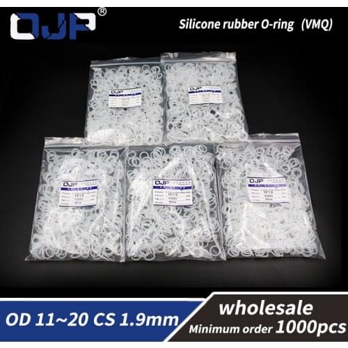 1.9mm Thickness 1000PCS/lot White Silicon O-ring Silicone/VMQ OD11/12/13/14/15/16/17/18/19/20mm O Ring Gasket Washer Seal Rubber