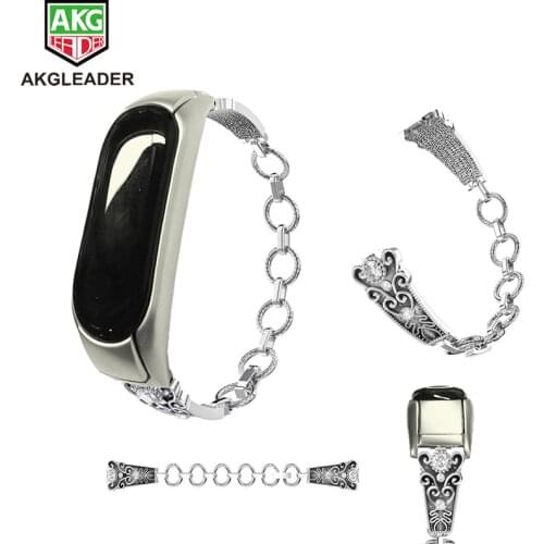 AKGLEADER For Xiaomi Miband 5 High Quality Watch Strap Metal Band Bracelet For Mi Band 3 Strap Crystal Diamond Correas de reloj