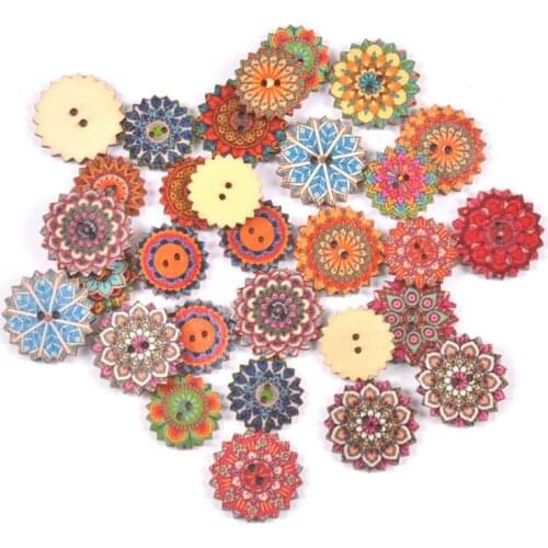 50pcs Gear Pattern Retro Series Wood Buttons for Handwork Sewing Scrapbook Clothing Crafts Accessories Gift Card 20/25mm