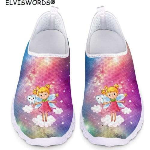 ELVISWORDS Women Shoes Galaxy Angel Design Lightweight Ladies Flats Shoes Fashionable Leisure Walking Shoes for Woman scarpe