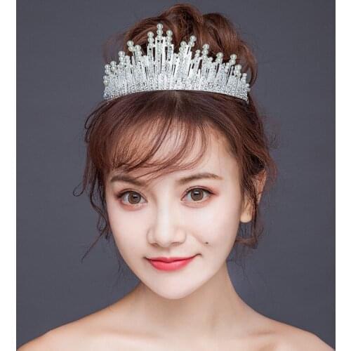 Mingli Tengda Bride Headwear Alloy Pearl Crown Marry Bridal Hair Decorate SWedding Accessories Tiara Diadema Couronne