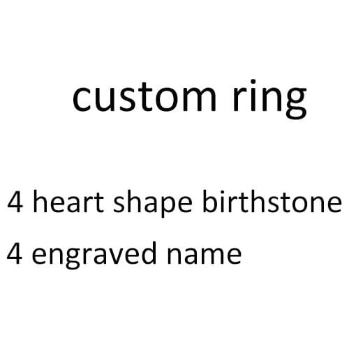 Hot Sale 925 Sterling Silver Custom Four Heart Birthstones&names Ring Engrave Family Name Women Unique Jewelry for Mother Gift
