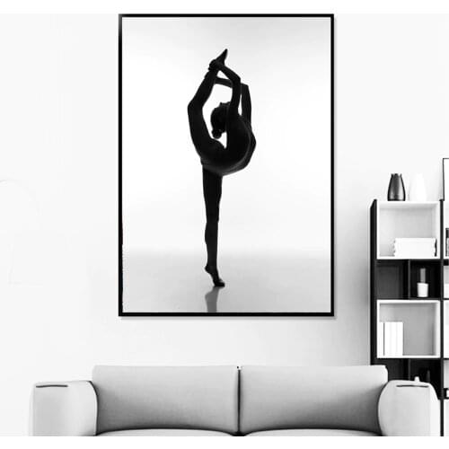 Canvas Hd Print Modular Pictures Home Decor Black Gymnastics Ballet Girl Poster Minimalism Wall Art Painting For Living Room