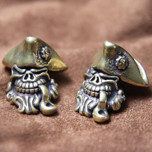 Brass Paracord Beads Smoking Pipe Pirate Skull Warrior Knife Beads EDC Flashlight Lanyard Pendants Outdoor Tool DIY Accessories