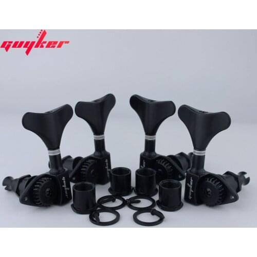 GUYKER Bass Guitar Machine Chrome Heads Open Gear Black