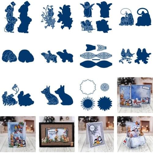 Bear Mouse Flower Penguin Metal Cutting Dice And Stamps Stencils For Scrapbooking Stamps Embossing Mold Diy Paper Cards Craft