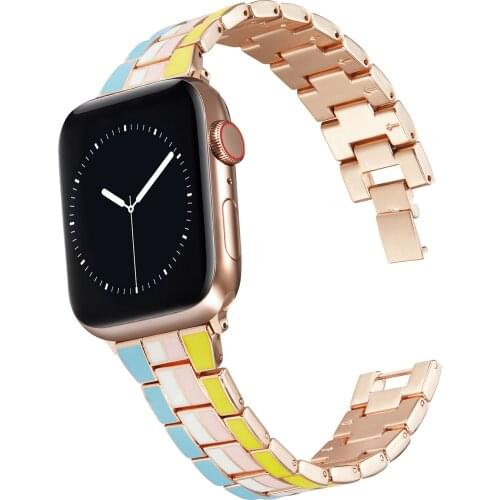 Metal strap for Apple watch band 44mm 40mm series 6 5 4 SE Rainbow colors stainless steel metal strap for iwatch 3 2 1 42mm 38mm