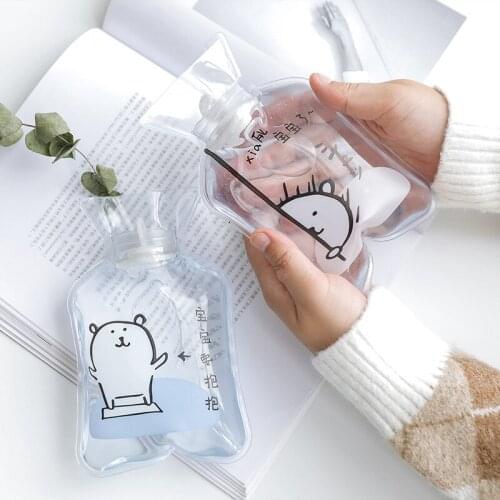 Cartoon PVC Mini Hot Water Bottle Filling Water Hot Water Bag Explosion-proof Portable Transparent Small Hand Warmer