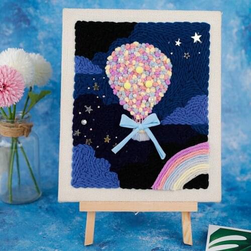 Creative DIY Embroidery Kits Cartoon animal 3D Landscape Embroidery Stitching with Hoop Modern Adults Craft Sewing Handcraft