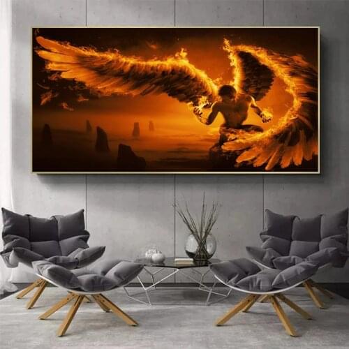 Cuadros Abstract Burning Wings Animal Eagle Bat Picture Wall Art Canvas Decoration Painting For Living Room Home Decor Posters