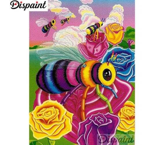 Dispaint Full Diamond"Cartoon flower bee"DIY 5D Diamond Painting Cross Stitch Home Decor Picture Of Rhinestone Handmade A12581