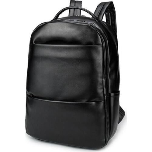Newhostacy 062917 man PU leather backpack student school bag