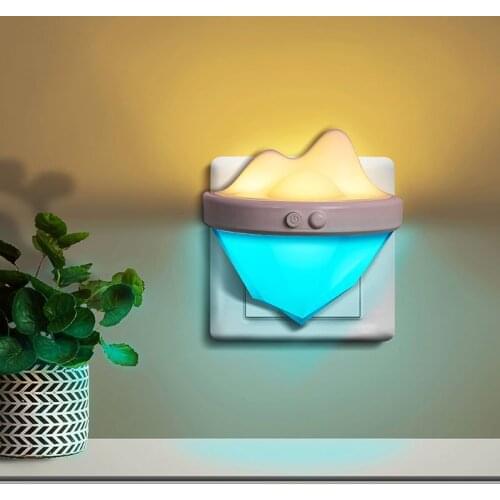 LED Night Light Mini Iceberg Plug Lamp Baby Children Sleeping Bedside Lamp with Remote Control Dimmable for Bedroom Home