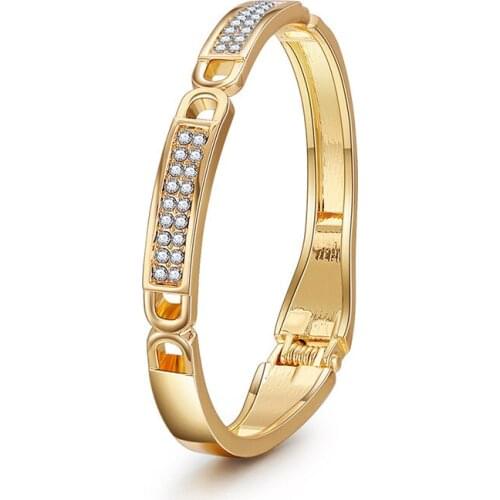 ORNAPEADIA 2021 New Fashion Fashion Bangle for Women Jewelry Gold Diamond Diamond Ladies Boutique Simple Alloy Bracelet